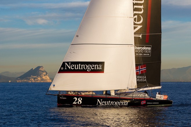 Team Neutrogena nearing the Rock of Gibraltar  - Barcelona World Race © María Muiña www.mariaphotos.com